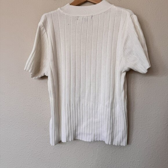 Primark Mock Neck Short Sleeve Sweater Off White Cream Size Large - Picture 5 of 6